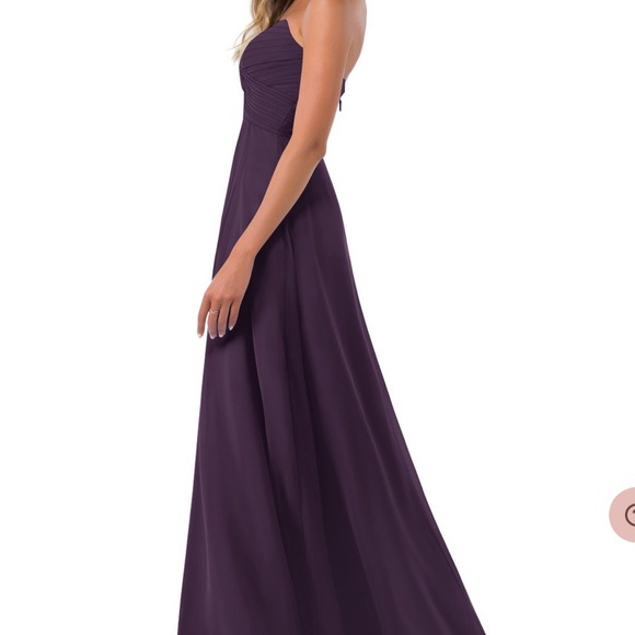 Azazie Purple Strapless Arabella With Front Slit Chiffon Bridesmaid Dress 0/2 - Picture 2 of 16